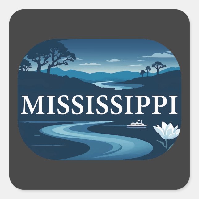 Adesivo Quadrado Estados Unidos da América do Mississippi (Frente)
