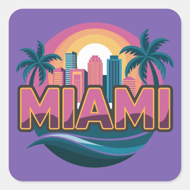 Adesivo Quadrado Estados Unidos de Miami Florida (Frente)