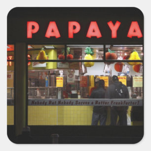 Adesivo Quadrado Estados Unidos, Nova York. Gray's Papaya: janela