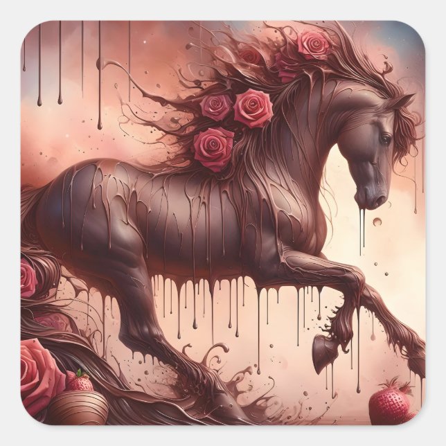 Adesivo Quadrado Estalão de chocolate e Rosas (Frente)