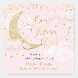 Adesivo Quadrado Estamos sobre as estrelas da lua Chá de fraldas ro