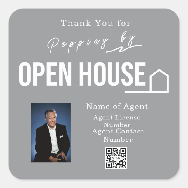 Adesivo Quadrado Estate Open House Modern Chic Grey (Frente)