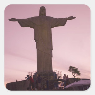 Adesivo Quadrado Estátua Cristo em Corcovado, perto da periferia d