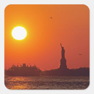 Adesivo Quadrado Estátua da Liberdade, Porto de Nova York, NY, EUA,