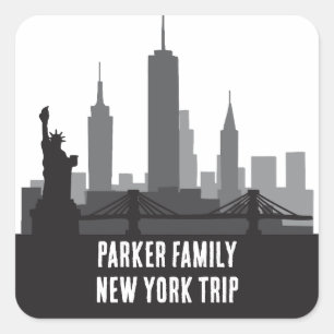 Adesivo Quadrado Estátua da Liberdade Trip Skyline de Nova York