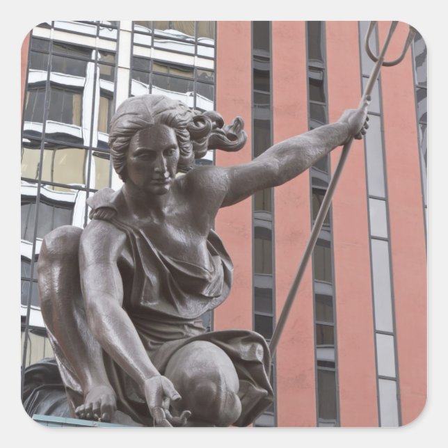 Adesivo Quadrado Estátua de Portlandia, Portland, Oregon (Frente)