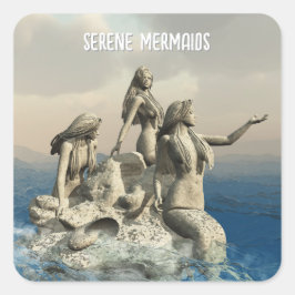 Adesivo Quadrado Estátua de Sereia. Personalizável