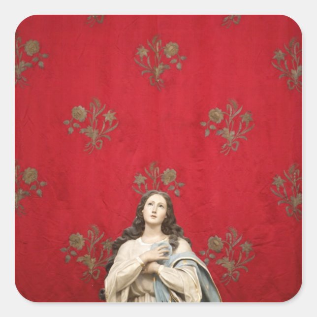 Adesivo Quadrado Estátua virgem numa igreja de Spaccanapoli, Nápole (Frente)