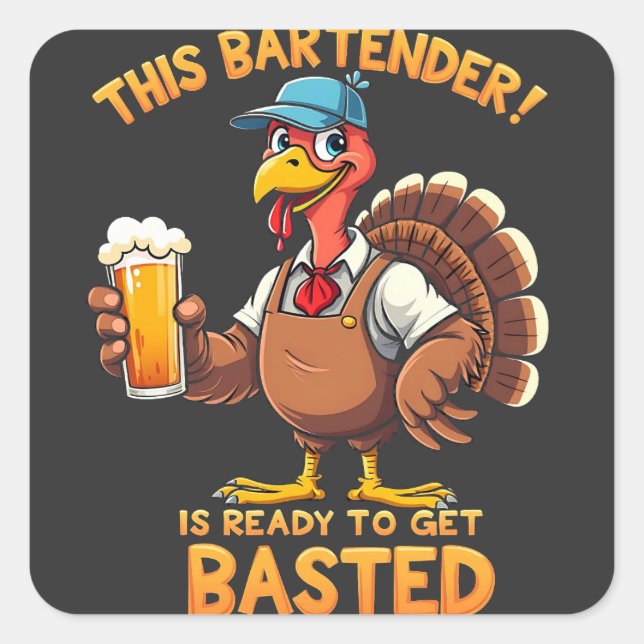 Adesivo Quadrado Este barman está pronto para ser morto (Frente)