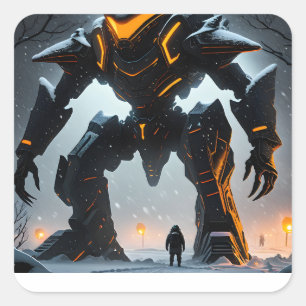 Adesivo Quadrado Este é um monstro de soldados alienígenas, captura