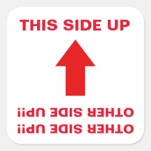 Adesivo Quadrado "Este Lado Para Cima" "Outro Lado Para Cima!" Avis