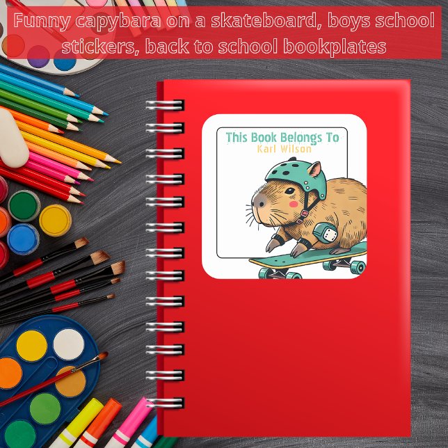 Adesivo Quadrado Este Livro Pertence A Boletins Engraçados Capybara (Criador carregado)