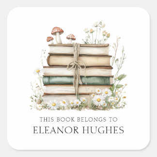 Adesivo Quadrado Este Livro Pertence A Ex-Libris Floral Aquarela