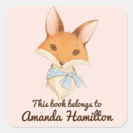 ADESIVO QUADRADO ESTE LIVRO PERTENCE À FOX CUTA COM ARCO AZUL DOTAD