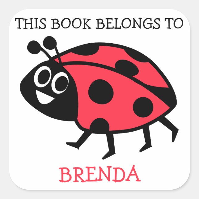 Adesivo Quadrado Este Livro Pertence A Ladybug Personalizado (Frente)