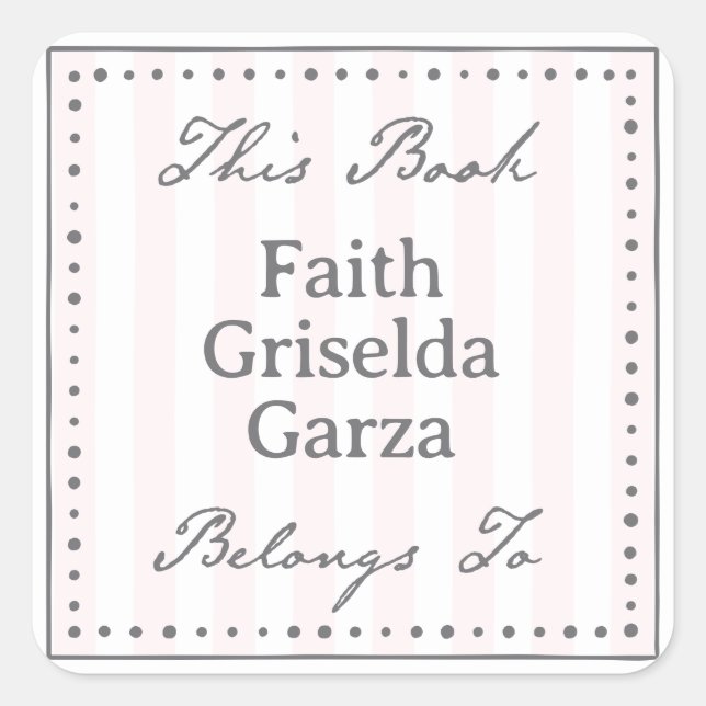 Adesivo Quadrado "Este Livro Pertence A" Modelo Sticker (Frente)