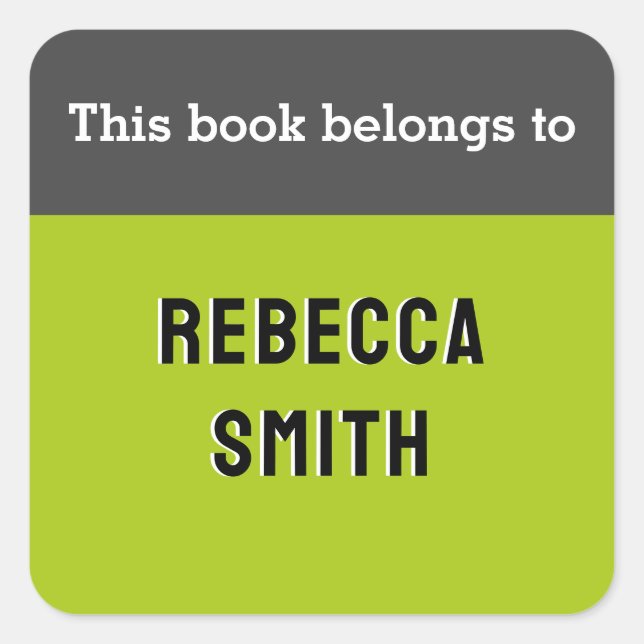 Adesivo Quadrado Este Livro Pertence A Personalidade Verde Brilhant (Frente)