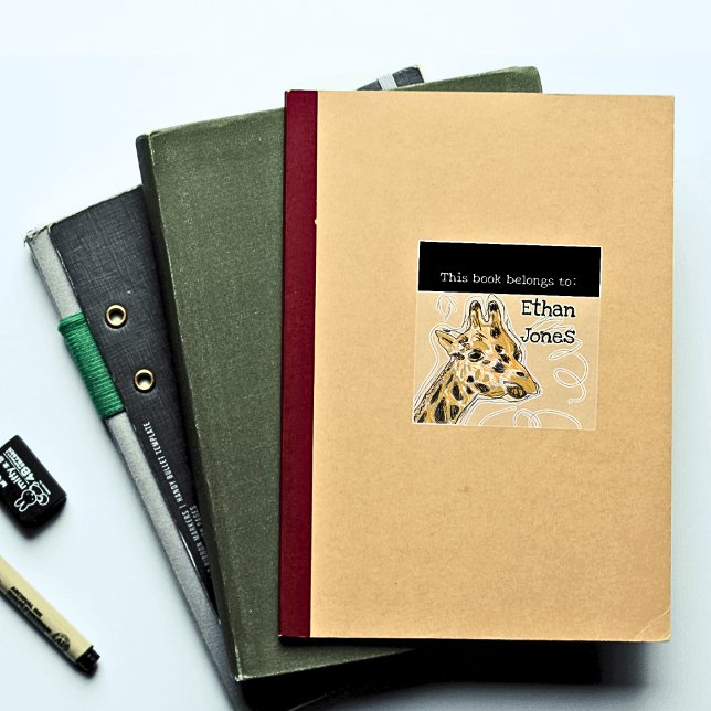 Adesivo Quadrado Este Livro Pertence À Placa De Girafa Bonita (Criador carregado)