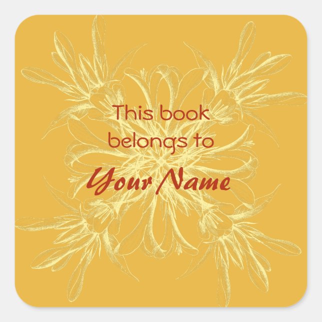 Adesivo Quadrado Este Livro Pertence A Vinhetas De Flor (Frente)