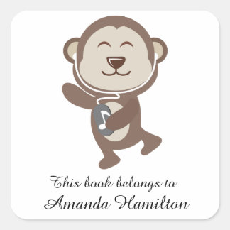 Adesivo Quadrado Este livro pertence ao Cute Dancing Bear