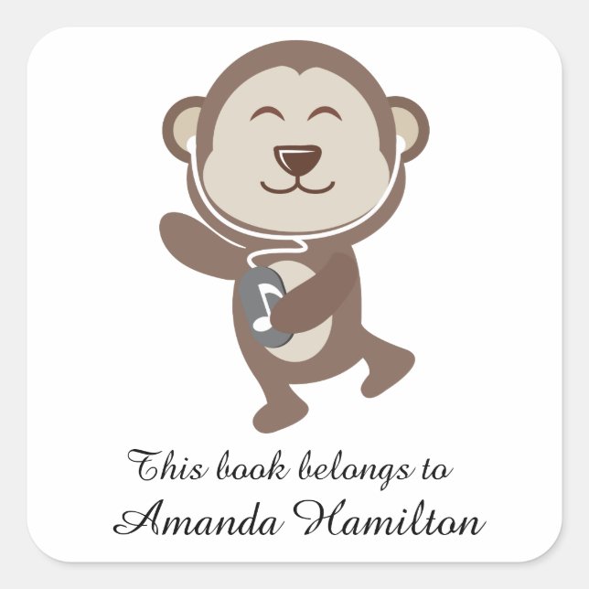 Adesivo Quadrado Este livro pertence ao Cute Dancing Bear (Frente)