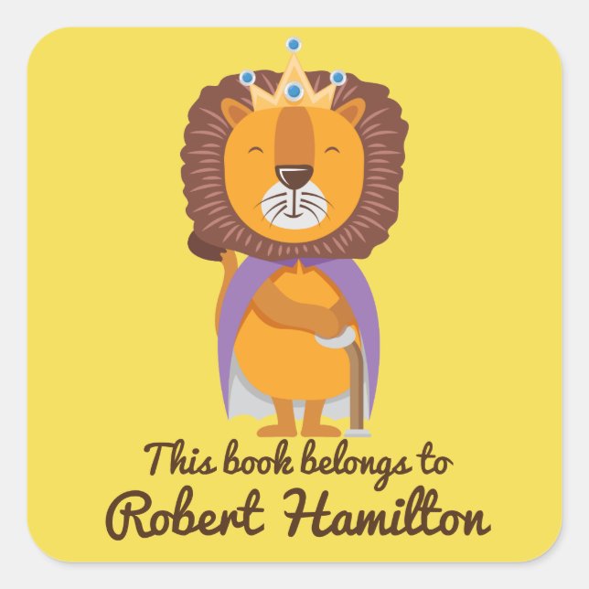 ADESIVO QUADRADO ESTE LIVRO PERTENCE AO REI DE LÍON COM CROWN (Frente)
