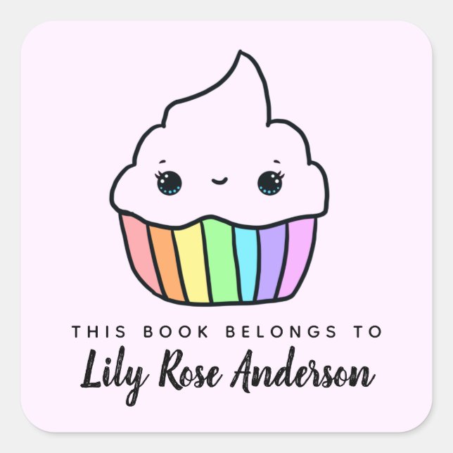 Adesivo Quadrado Este Livro Pertence Ao Reservatório De Cupcakes (Frente)