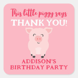 Adesivo Quadrado Este Pequeno Porquinho Diz Obrigado Fazenda Animal