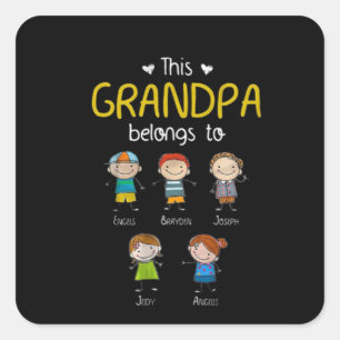 Adesivo Quadrado Este Vovô Pertence À Família Bonita Personalizada