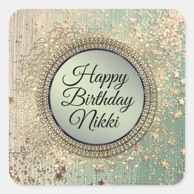 Adesivo Quadrado Esteira de esterco brilhante no teal verde (Frente)