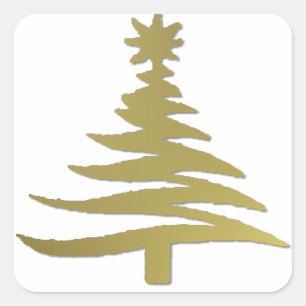 Adesivo Quadrado Estêncil da árvore de Natal Dourado