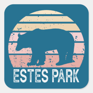 Adesivo Quadrado Estes Park Colorado Urso Retro