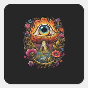Adesivo Quadrado Estética Cottagecore Cogumelo Goblincore Simples S