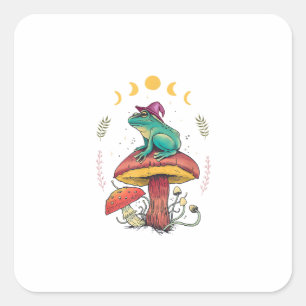 Adesivo Quadrado Estética Cottagecore Goblincore Sapo Feiticeiro Em