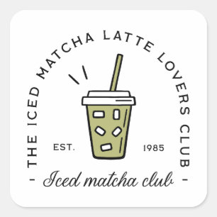 Adesivo Quadrado Estética de amantes de latte de matcha gelada