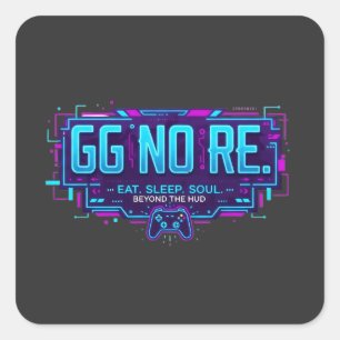 Adesivo Quadrado Estética de jogo Cyberpunk GG NO RE - Gamer Neon