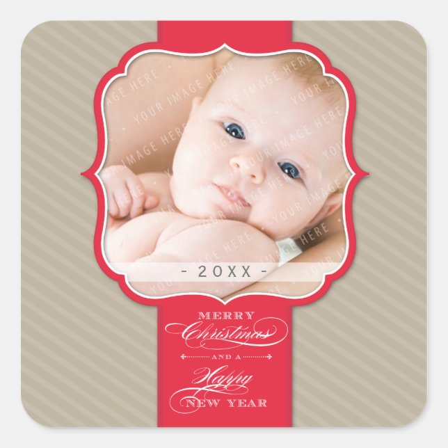 Adesivo Quadrado ESTICADOR DE FOTOS DO NATAL: lapela 3 (Frente)