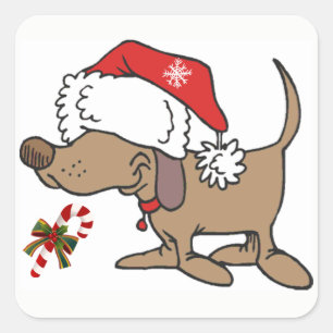ADESIVO QUADRADO *ESTICADOR DE NATAL* COM **DOGGIE DE NATAL**