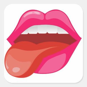 Adesivo Quadrado Esticar a língua