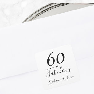 Adesivo Quadrado Estilo aos Sessenta e Fabuloso Aniversário de 60 a