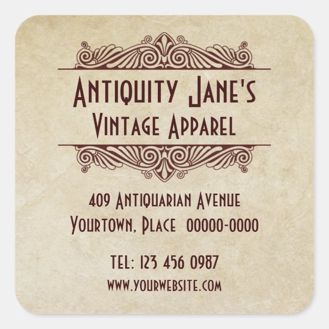 Adesivo Quadrado Estilo Art Deco Estilos de Promocional de Pergamin (Frente)