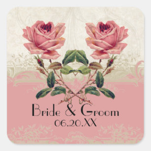 Adesivo Quadrado Estilo Barroco Vintage Rosa