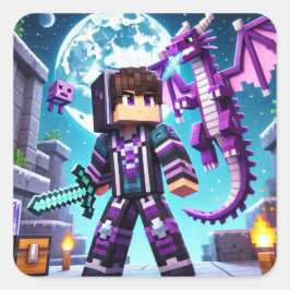 Adesivo Quadrado Estilo Bloqueio Escuro Dragão Escuro Espada Diaman