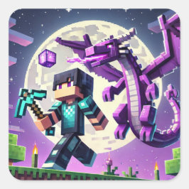 Adesivo Quadrado Estilo Bloqueio Escuro Dragão Escuro Espada Diaman