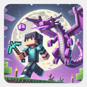 Adesivo Quadrado Estilo Bloqueio Escuro Dragão Escuro Espada Diaman