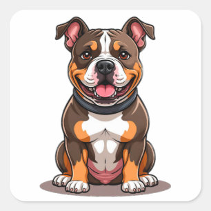 Adesivo Quadrado Estilo de cachorrinho fofo do American Bully