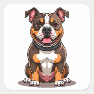 Adesivo Quadrado Estilo de cachorrinho fofo do American Bully