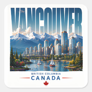 Adesivo Quadrado 🏔 Estilo de Cidade Costeira Moderna de Vancouver