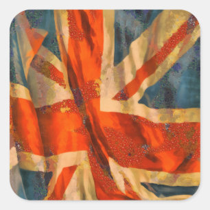 Adesivo Quadrado Estilo de Grunge Sindicato Jack British Flag