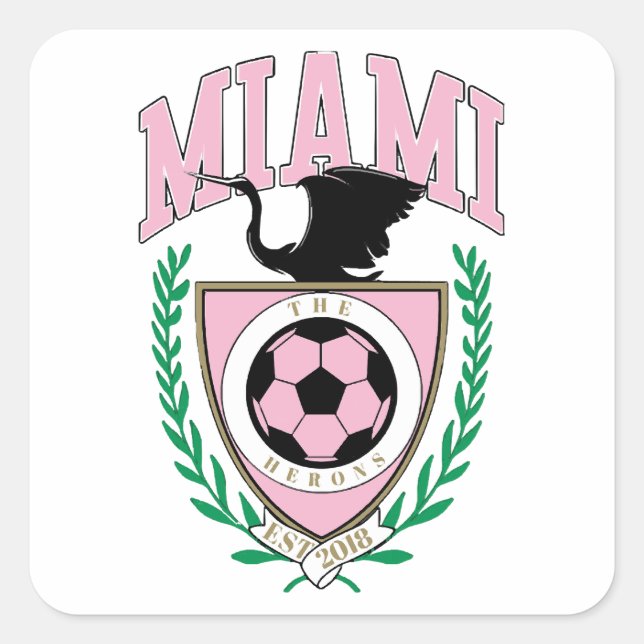 Adesivo Quadrado Estilo de Variação de Futebol de Miami (Frente)